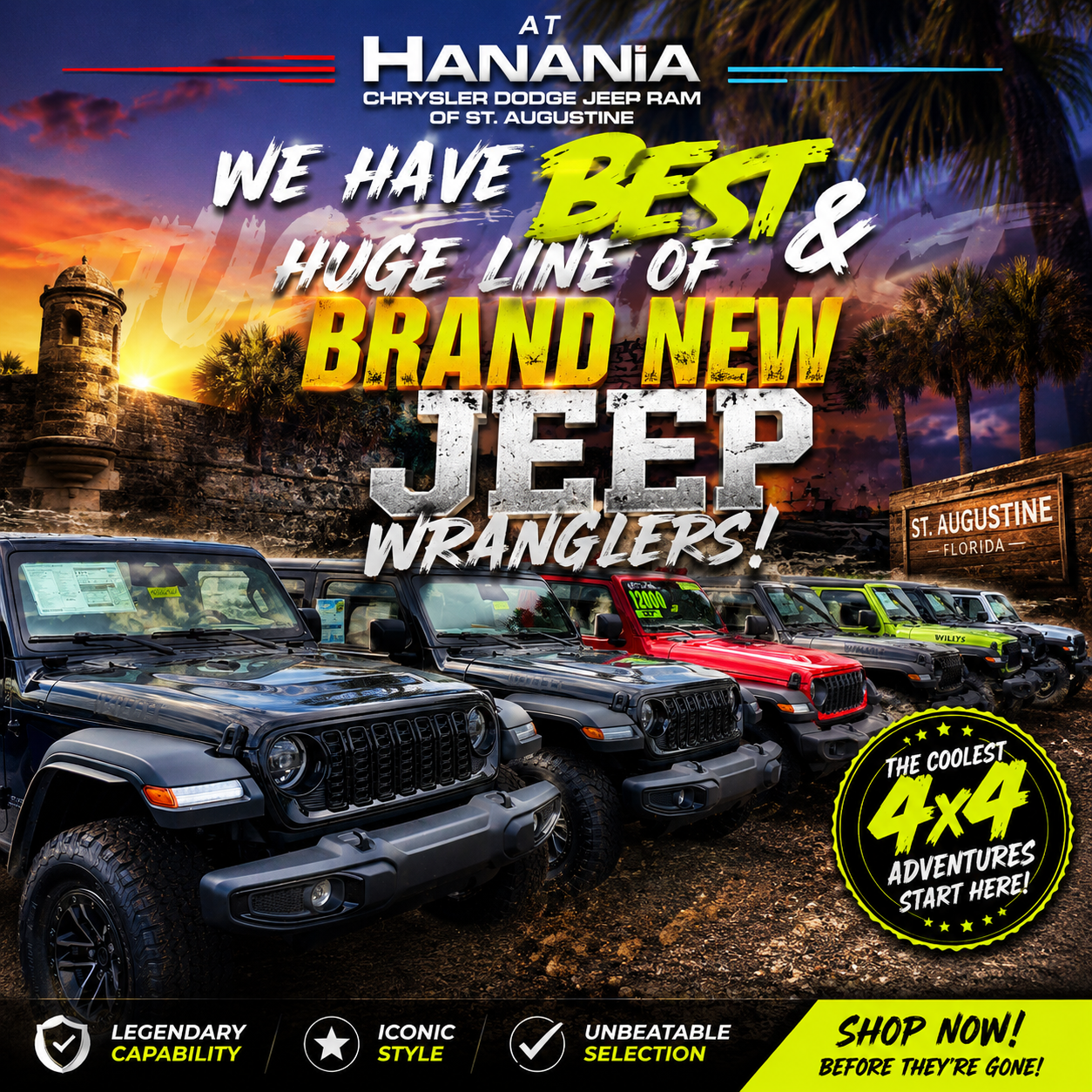 Hanania CDJR Jeep lineup Facebook campaign creative