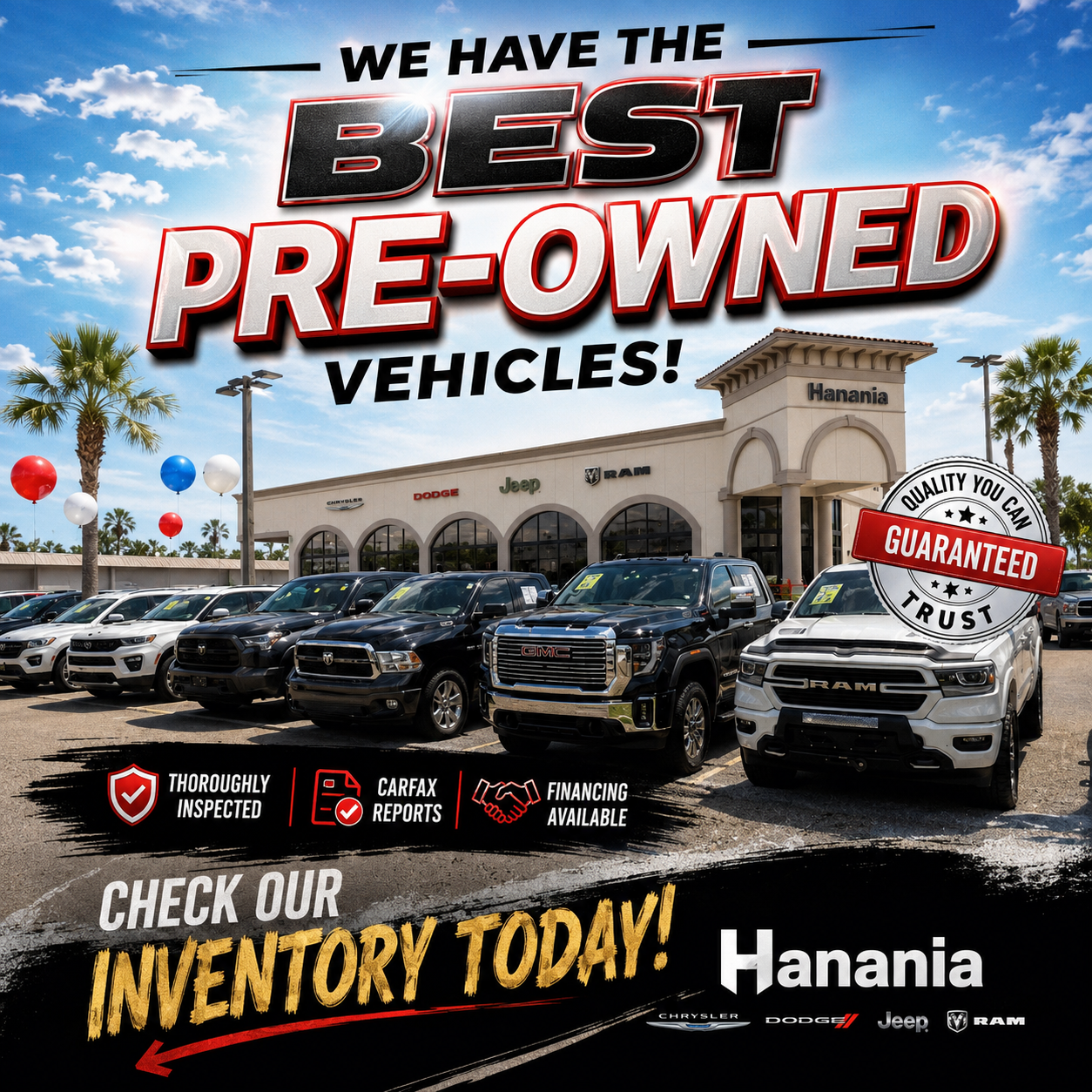 Hanania CDJR pre-owned inventory Facebook campaign creative