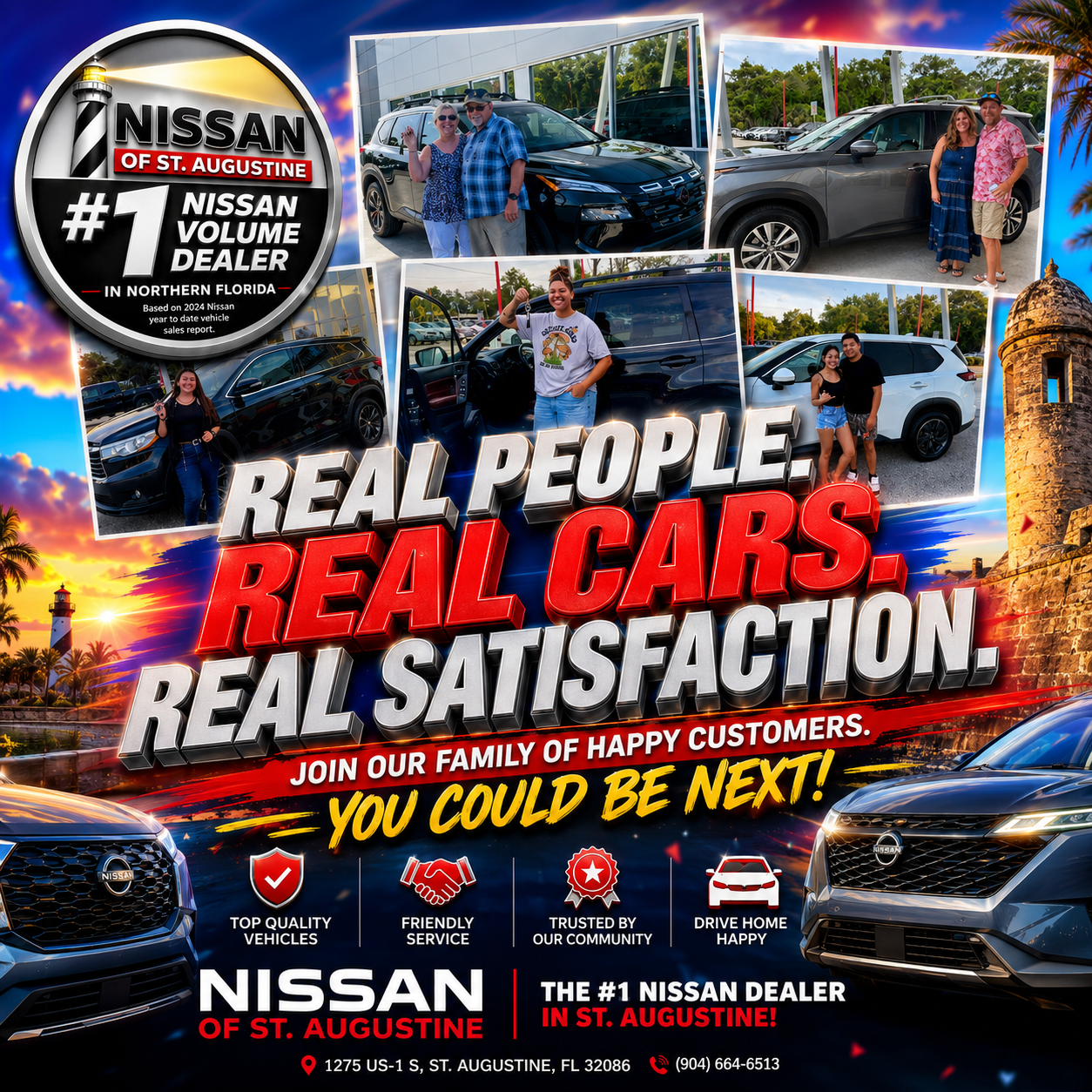 Nissan of St Augustine real cars Facebook campaign creative
