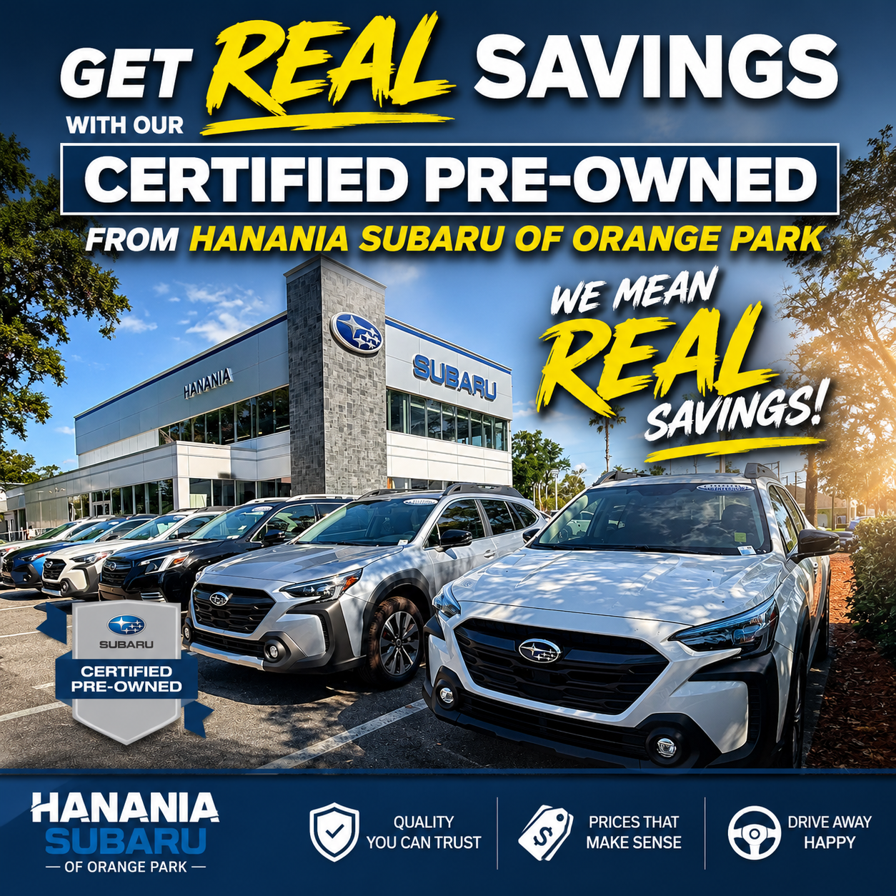 Hanania Subaru certified pre-owned Facebook campaign creative